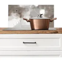 KitchenYeah Spatscherm keuken 60x30 cm - Kookplaat achterwand Verf - Grijs - Line art -Abstract - Muurbeschermer - Spatwand fornuis - Hoogwaardig aluminium