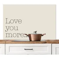 KitchenYeah Spatscherm keuken 120x80 cm - Kookplaat achterwand Minimalistisch - Love - Beige - Muurbeschermer - Spatwand fornuis - Hoogwaardig aluminium