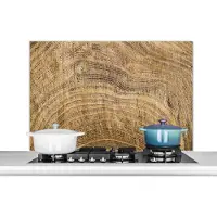 KitchenYeah Spatscherm keuken 100x65 cm - Kookplaat achterwand Structuur van een plank met groeiringen - Muurbeschermer - Spatwand fornuis - Hoogwaardig aluminium
