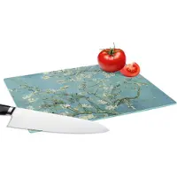 KitchenYeah Glazen Snijplank - 28x20 - Amandelbloesem - Van Gogh - Kunst - Bloemen - Snijplanken Glas