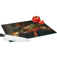 KitchenYeah Glazen Snijplank - 39x28 - Stilleven met een gouden bokaal - Schilderij - Oude meesters - Snijplanken Glas