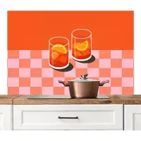 KitchenYeah Spatscherm keuken 120x80 cm - Kookplaat achterwand Sinaasappel - Glazen - Oranje - Muurbeschermer - Spatwand fornuis - Hoogwaardig aluminium