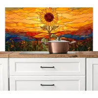 KitchenYeah Spatscherm keuken 120x60 cm - Kookplaat achterwand Zonnebloem - Mozaïek - Zonsondergang - Geel - Muurbeschermer - Spatwand fornuis - Hoogwaardig aluminium