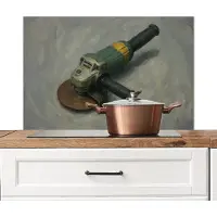 KitchenYeah Spatscherm keuken 90x60 cm - Kookplaat achterwand Haakse slijper - Schilderij - Gereedschap - Muurbeschermer - Spatwand fornuis - Hoogwaardig aluminium