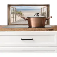 KitchenYeah Spatscherm keuken 70x30 cm - Kookplaat achterwand Doorkijk - Strand - Duinen - Pad - Landschap - Muurbeschermer - Spatwand fornuis - Hoogwaardig aluminium