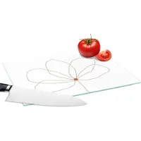 KitchenYeah Glazen Snijplank - 28x20 - Bloem - Line art - Natuur - Snijplanken Glas