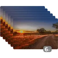 KitchenYeah Placemat - Placemats kunststof - Zon - Gras - Boom - Natuur - 45x30 cm - 6 stuks - Hittebestendig - Anti-Slip - Onderlegger - Afneembaar