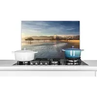 KitchenYeah Spatscherm keuken 60x40 cm - Kookplaat achterwand Strand - Pier - Amerika - Muurbeschermer - Spatwand fornuis - Hoogwaardig aluminium