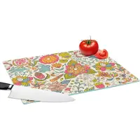 KitchenYeah Glazen Snijplank - 39x28 - Meisje - Konijn - Kikker - Patronen - Girl - Kids - Kinderen - Kind - Snijplanken Glas