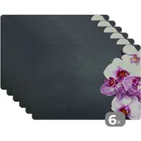 KitchenYeah Placemats - Bloemen - Planten - Paars - Tak - Placemat - Onderleggers placemat - 6 stuks - 45x30 cm