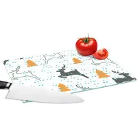 KitchenYeah Glazen Snijplank - 28x20 - Hert - Patroon - Boom - Snijplanken Glas