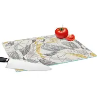 KitchenYeah Glazen Snijplank - 39x28 - Line Art - Jungle - Patronen - Goud - Snijplanken Glas