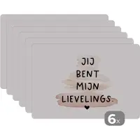 KitchenYeah Placemat - Placemats kunststof - Vrienden - Jij bent mijn lievelings - Quotes - Spreuken - 45x30 cm - 6 stuks - Hittebestendig - Anti-Slip - Onderlegger - Afneembaar