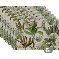 KitchenYeah Placemat - Placemats kunststof - Jungle - Palmboom - Bananenplant - Kinderen - Natuur - Planten - 45x30 cm - 6 stuks - Hittebestendig - Anti-Slip - Onderlegger - Afneembaar