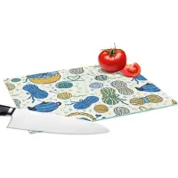 KitchenYeah Glazen Snijplank - 28x20 - Breien - Patronen - Wol - Snijplanken Glas