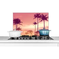 KitchenYeah Spatscherm keuken 60x40 cm - Kookplaat achterwand Lucht - Palmboom - Avond - Natuur - Tropisch - Muurbeschermer - Spatwand fornuis - Hoogwaardig aluminium