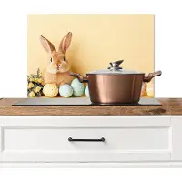 KitchenYeah Spatscherm keuken 60x40 cm - Kookplaat achterwand Eieren - Konijn - Pasteltinten - Muurbeschermer - Spatwand fornuis - Hoogwaardig aluminium