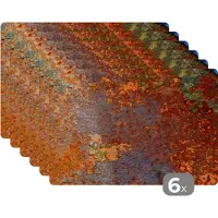 KitchenYeah Placemat - Placemats kunststof - Roest - Vintage - Stalen - IJzer - Industrieel - 45x30 cm - 6 stuks - Hittebestendig - Anti-Slip - Onderlegger - Afneembaar