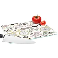 KitchenYeah Glazen Snijplank - 28x20 - Doodle - Koptelefoon - Patroon - Snijplanken Glas