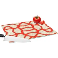 KitchenYeah Glazen Snijplank - 39x28 - Koraal - Rood - Wit - Design - Snijplanken Glas