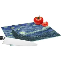 KitchenYeah Glazen Snijplank - 28x20 - Sterrennacht - Schilderij - Oude meesters - Vincent van Gogh - Snijplanken Glas