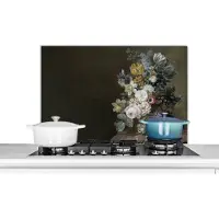 KitchenYeah Spatscherm keuken - Schilderij - Oude meesters - Bloemen - Spatwand fornuis - Muurbeschermer - Spatwand - 80x55 cm