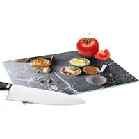 KitchenYeah Glazen Snijplank - 28x20 - Honing - Specerijen - Keuken - Marmer - Snijplanken Glas