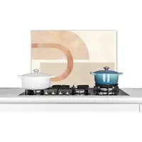 KitchenYeah Spatscherm keuken 70x50 cm - Kookplaat achterwand Marmer - Roze - Abstract - Muurbeschermer - Spatwand fornuis - Hoogwaardig aluminium