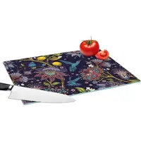 KitchenYeah Glazen Snijplank - 39x28 - Patronen - Vogel - Bloemen - Snijplanken Glas