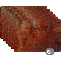 KitchenYeah Placemat - Placemats kunststof - Retro - Roest - IJzer - 45x30 cm - 6 stuks - Hittebestendig - Anti-Slip - Onderlegger - Afneembaar