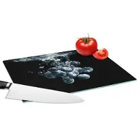 KitchenYeah Glazen Snijplank - 28x20 - Blauwe bessen - Fruit - bes - Stilleven - Water - Zwart - Snijplanken Glas
