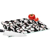 KitchenYeah Glazen Snijplank - 39x28 - Pinguïns - Dieren - Patronen - Zentangle - Snijplanken Glas