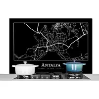 KitchenYeah Spatscherm keuken 120x80 cm - Kookplaat achterwand Plattegrond - Kaart - Antalya - Stadskaart - Muurbeschermer - Spatwand fornuis - Hoogwaardig aluminium