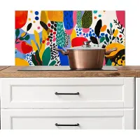 KitchenYeah Spatscherm keuken 80x40 cm - Kookplaat achterwand Stippen - Vormen - Modern - Kleuren - Muurbeschermer - Spatwand fornuis - Hoogwaardig aluminium