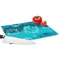 KitchenYeah Glazen Snijplank - 28x20 - Vissen - Zodiac - Design - Snijplanken Glas
