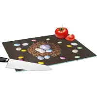 KitchenYeah Glazen Snijplank - 39x28 - Paaseitjes - Regenboog - Pasen - Snijplanken Glas