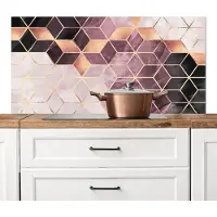 KitchenYeah Spatscherm keuken 120x60 cm - Kookplaat achterwand Vintage - Marmer print - Goud - Rose - Marmerlook - Muurbeschermer - Spatwand fornuis - Hoogwaardig aluminium