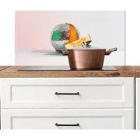 KitchenYeah Spatscherm keuken 90x45 cm - Kookplaat achterwand Disco - Discobal - Meloen - Pastel - Muurbeschermer - Spatwand fornuis - Hoogwaardig aluminium