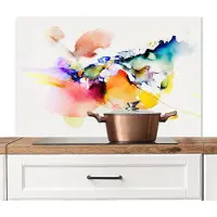 KitchenYeah Spatscherm keuken 100x65 cm - Kookplaat achterwand Waterverf - Regenboog - Abstract - Kunst - Muurbeschermer - Spatwand fornuis - Hoogwaardig aluminium