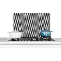 KitchenYeah Spatscherm - Keuken - Design - Patronen - Lijn - Zwart - Wit - 60x40 cm - Spatwand