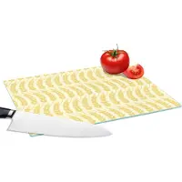 KitchenYeah Glazen Snijplank - 28x20 - Graan - Patronen - Waves - Snijplanken Glas