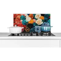KitchenYeah Spatscherm keuken 60x30 cm - Kookplaat achterwand Muur - Rozen - Abstract - Muurbeschermer - Spatwand fornuis - Hoogwaardig aluminium