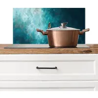 KitchenYeah Spatscherm keuken 70x30 cm - Kookplaat achterwand Bootje - Water - Blauw - Muurbeschermer - Spatwand fornuis - Hoogwaardig aluminium