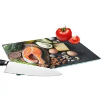 KitchenYeah Glazen Snijplank - 28x20 - Vlees - Eieren - Fruit - Kaas - Kruiden - Snijplanken Glas