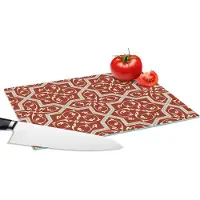 KitchenYeah Glazen Snijplank - 28x20 - Patroon - Rood - Sterren - Snijplanken Glas