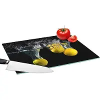 KitchenYeah Glazen Snijplank - 39x28 - Citroen - Fruit - Stilleven - Water - Geel - Snijplanken Glas