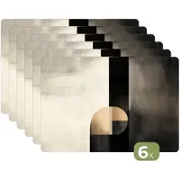 KitchenYeah Placemats - 6 stuks - 45x30 cm - Placemat kunststof - Vormen - Modern - Zwart - Borden onderleggers - Decoratie voor op tafel - Keuken tafeldecoratie accessoires - Vinyl onderlegger - Tafelversiering
