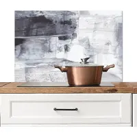 KitchenYeah Spatscherm keuken 90x60 cm - Kookplaat achterwand Kunst - Verf - Wit - Zwart - Grijs - Muurbeschermer - Spatwand fornuis - Hoogwaardig aluminium