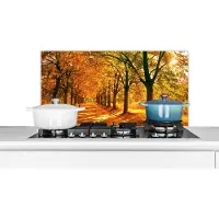 KitchenYeah Spatscherm keuken 90x45 cm - Kookplaat achterwand Bos - Herfst - Seizoenen - Landelijk - Muurbeschermer - Spatwand fornuis - Hoogwaardig aluminium