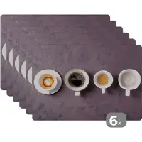 KitchenYeah Placemat - Placemats kunststof - Koffie - Keuken - Industrieel - 45x30 cm - 6 stuks - Hittebestendig - Anti-Slip - Onderlegger - Afneembaar